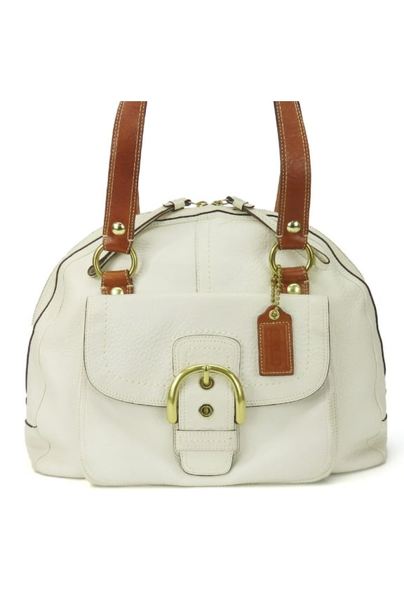 Pre-Owned Coach Tote Bag 11843 Leather White Brown Women's COACH (Fair)