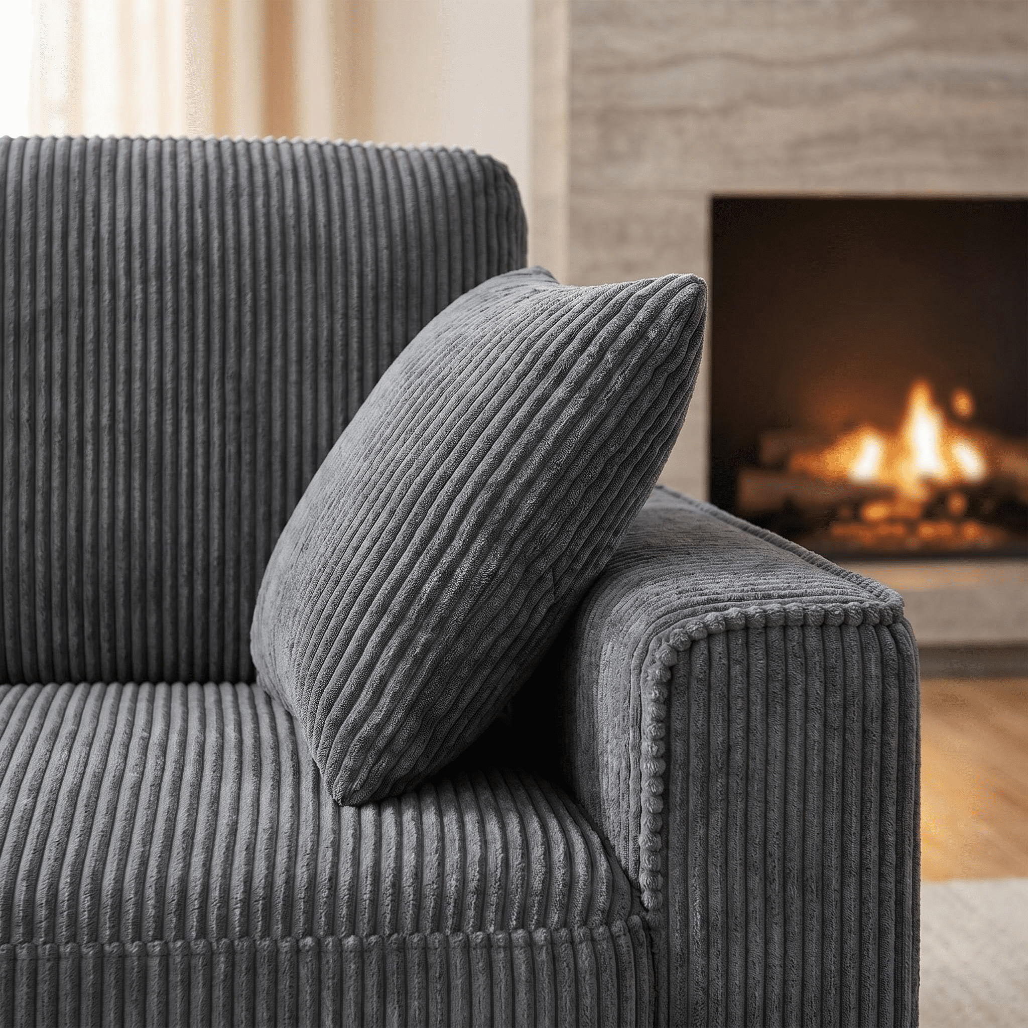 MOONMISS 81.8" Retro Corduroy Loveseat Sofa with Solid Wood Legs, 2-Seater Modern Upholstered Couch for Living Room,Bedroom,Gray