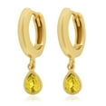 thumbnail image 2 of 18K Gold Plated Sterling Silver Color CZ Teardrop Huggie Hoop Earrings, 2 of 6