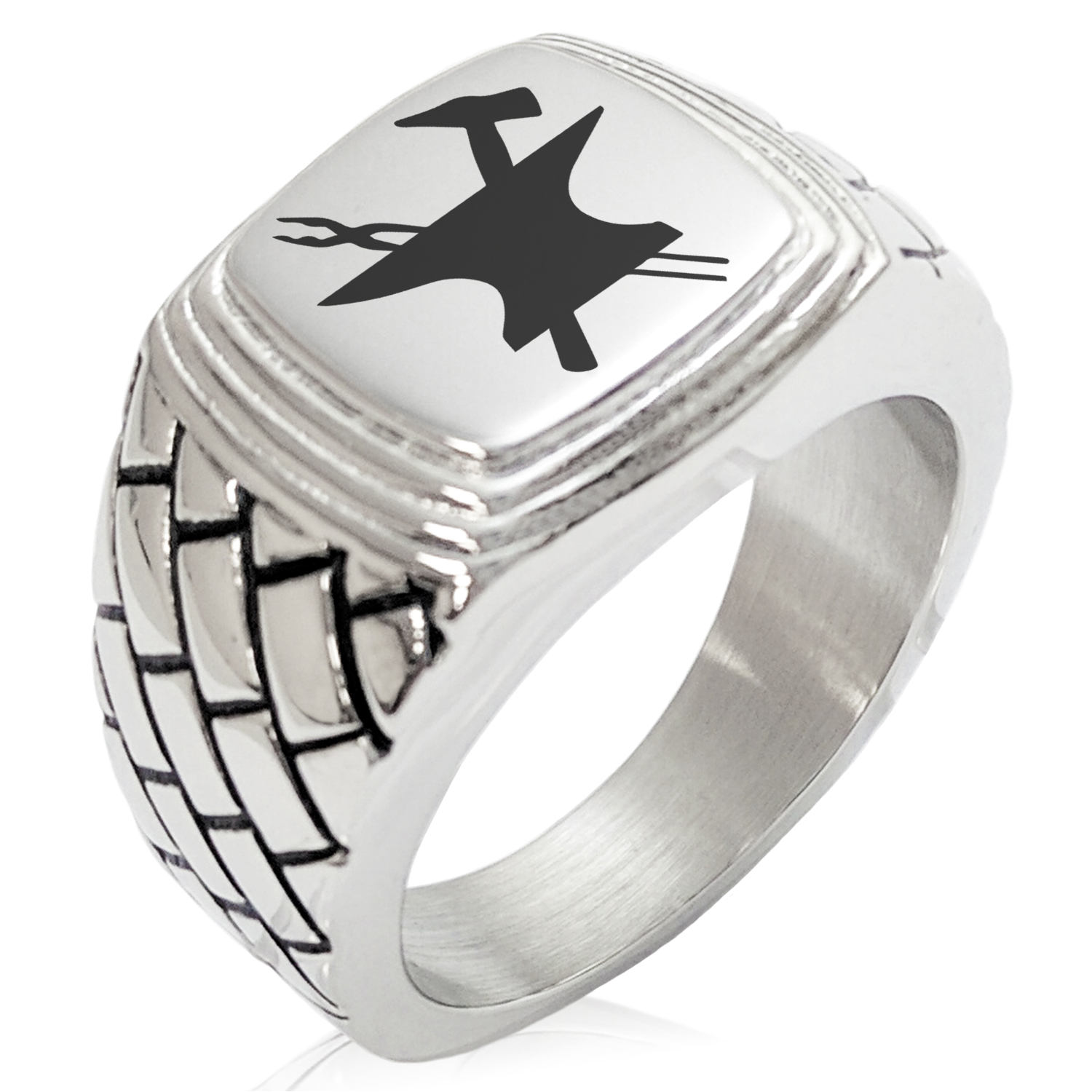 TIONEER Stainless Steel Hecate Goddess Of Magic Symbol Signet Ring – Biker Style, Men's Size 11.5