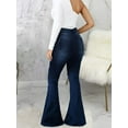 thumbnail image 2 of Womens Distressed Raw Hem Flare Jeans Stretchy Denim for Casual Everyday Wear Plus Size Modern Fit Durable Comfortable, 2 of 11