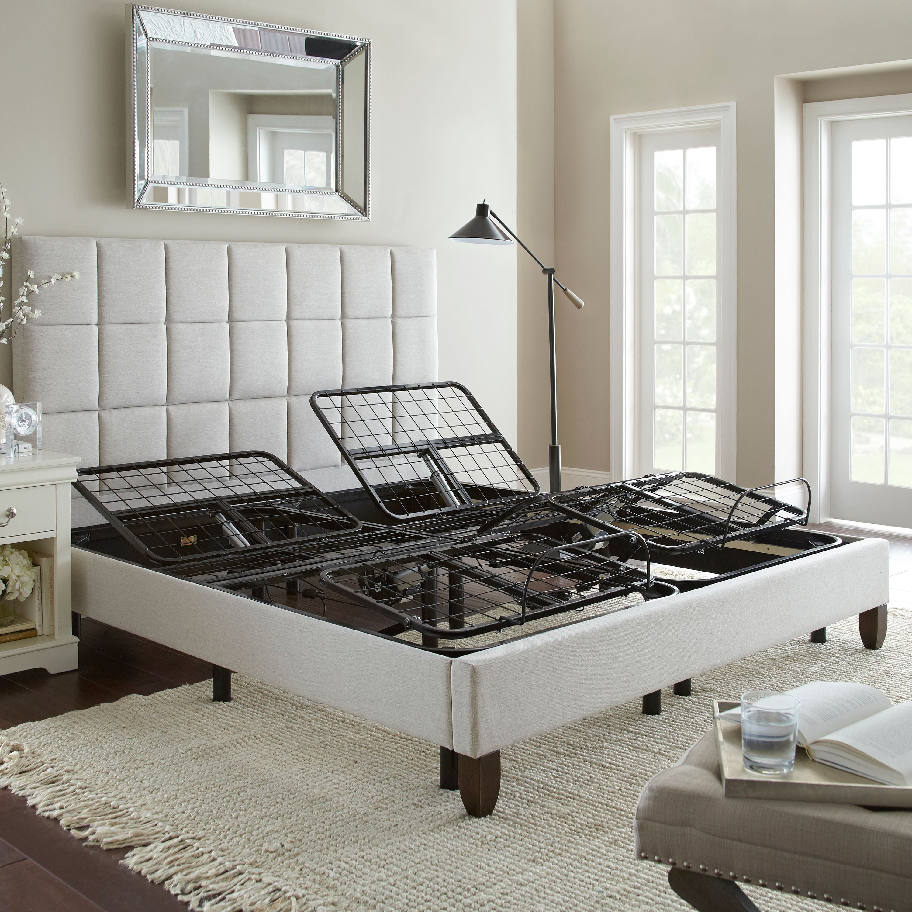 Premier Silver Series Adjustable Flex Metal Platform Foundation Base Bed Frame with Wired Remote, Twin XL