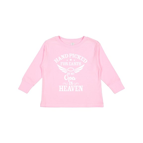 Inktastic Handpicked for Earth by My Opa in Heaven with Angel Wings Boys or Girls Long Sleeve Toddler T-Shirt