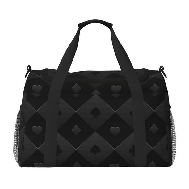 Balery Black Poker Bolsa de Gimnasio para Mujeres, Bolsa de Viaje con Bolsillo Húmedo, Bolsa de Fin de Semana para Mujeres, Bolsa de Viaje Resistente al Agua