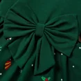 thumbnail image 4 of PatPat Christmas Girl Dresses Toddler Girl Clothes Festive Holiday Long Sleeve Santa Print Green Party Dress with Bow, Green, 3T, 4 of 7