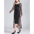 thumbnail image 4 of Women's Long Sleeve Open Front Illusion Long Sequin Cardigan Style Cover Up Black/Gold, 4 of 6