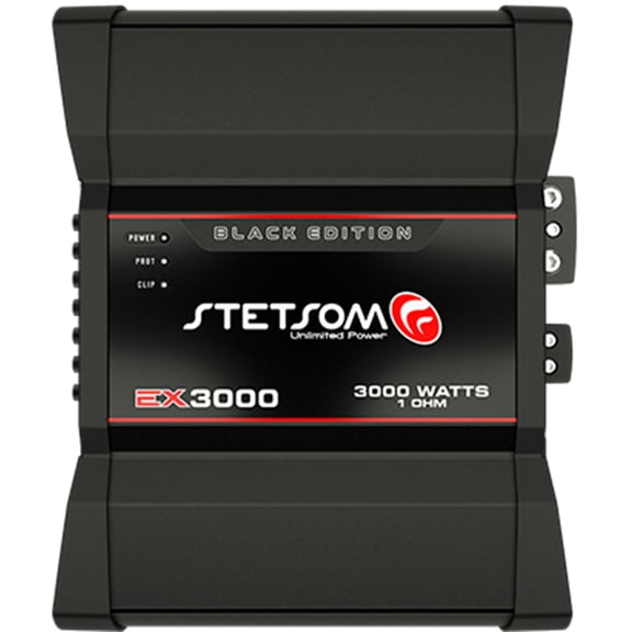 Stetsom EX3000 Class D 1 Ohm 1 Channel Digital Car Amplifier, Black Edition