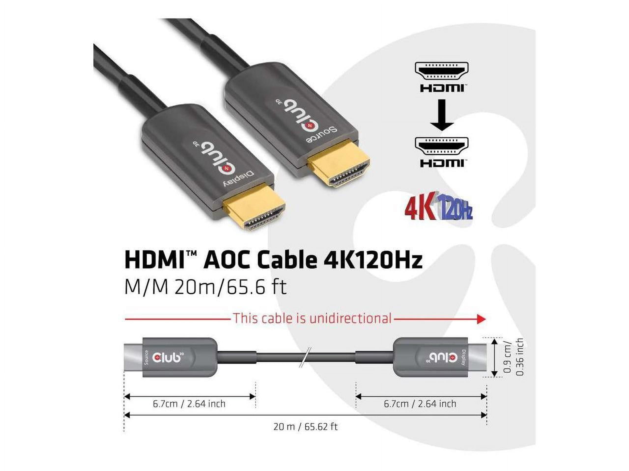 Club 3D 65.6ft 4K 120Hz HDMI AOC Cable CAC-1379 - Walmart.com