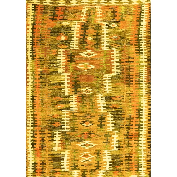 Ahgly Company Indoor Rectangle Southwestern Yellow Country Area Rugs, 7' x 9'