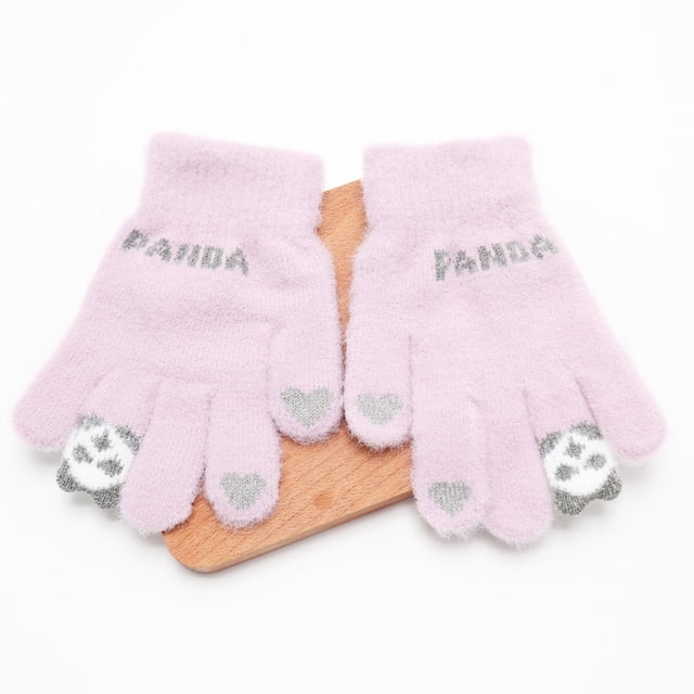 Guantes de invierno para niños, cálidos, de princesa, para niñas, de cinco dedos, cálidos, con forro polar, bonitos, para niños y niñas, de lana para bebés