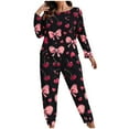 thumbnail image 6 of Censtreet Plus Size Women's Heart Printed Pajamas Sets 2 Piece Long Sleeve Pj Sleepwear Soft Comfy Tops and Pants XL-5XL, 6 of 6