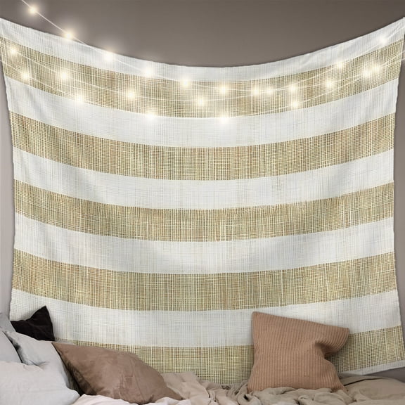 Cream Striped Tapestry for Bedroom Wall Hanging Tapestry, Farmhouse Vintage Brown Stripes Ceiling Backdrop Tapestries Poster Blanket Wall Decor for Teens Room Living Room Dorm 59" x 79"
