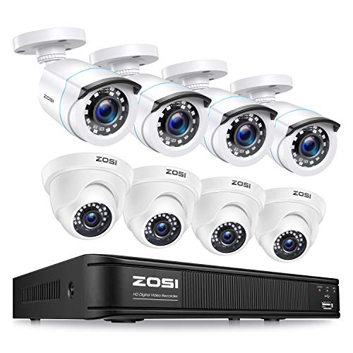 8x 720P 1.0MP Dome Cameras Outdoor CCTV Camera System ZOSI 8 Channel Security Camera System w//1TB Hard Drive black 1080N Surveillance DVR Kit 8 Camera Home Security System