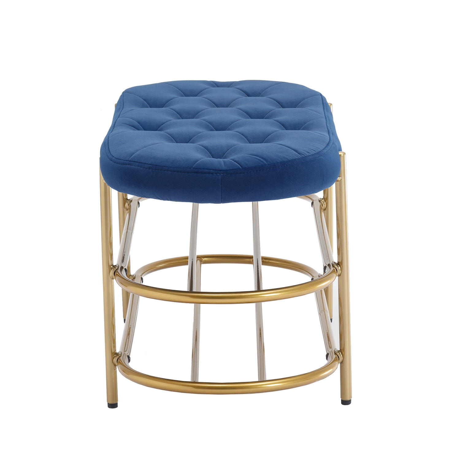 Kadyn Upholstered Velvet Beach, End of Bed Bench with 2 Shelf, Storage Beach for Living Room, Entrance, Navy