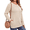 Beige, variant on Plus Size Blouses for Women Casual Tunic Tops Long Sleeve Buttons Shirts Crew Neck Fall Sweaters with Pockets