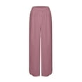 thumbnail image 5 of up to 60% off Gifts Usmixi Womens Plus Size Trousers Fashion Irregular Button Straight Cotton Linen Long Pants Elastic Waist Solid Wide Leg Pocket Pants with Drawstring Pink m, 5 of 5