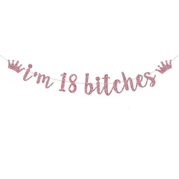 Glitter I'm 18 es Banner, Happy 18th Birthday Decor, Cheers to 18 Years Old Bunting Garlands, 18th Birthday Party Decoration Supplies(Rose Gold)