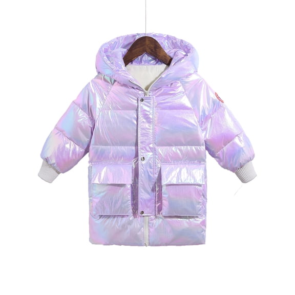 ATOGUTA Girls Fleece Jacket Cute Warm Winter Down Jacket Coat Outerwear Purple, Size 3T-8