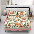 thumbnail image 5 of HELLHERO Sunflower and Pumpkin Pattern 3 Piece Fitted Sheets with Easy Care High Elasticity, 1 Fitted Sheet and 2 Pillowcases, No Flat Sheet Fitted Bedding Set for Household Homestay, 5 of 6