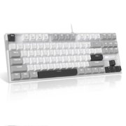 MageGee MK-STAR 87-Key TKL Mechanical Gaming Keyboard, Brown Switches, LED Backlight, Wired USB, Gray and White