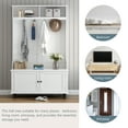 thumbnail image 3 of EUROCO 65" Entryway Hall Tree with Storage Bench and Coat Rack, 4 Hooks, 2 Shelves for Hallway Living Room Bedroom Home,White, 3 of 7