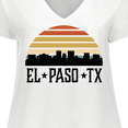 thumbnail image 4 of Inktastic El Paso Texas Skyline Retro Women's Plus Size V-Neck T-Shirt, 4 of 5