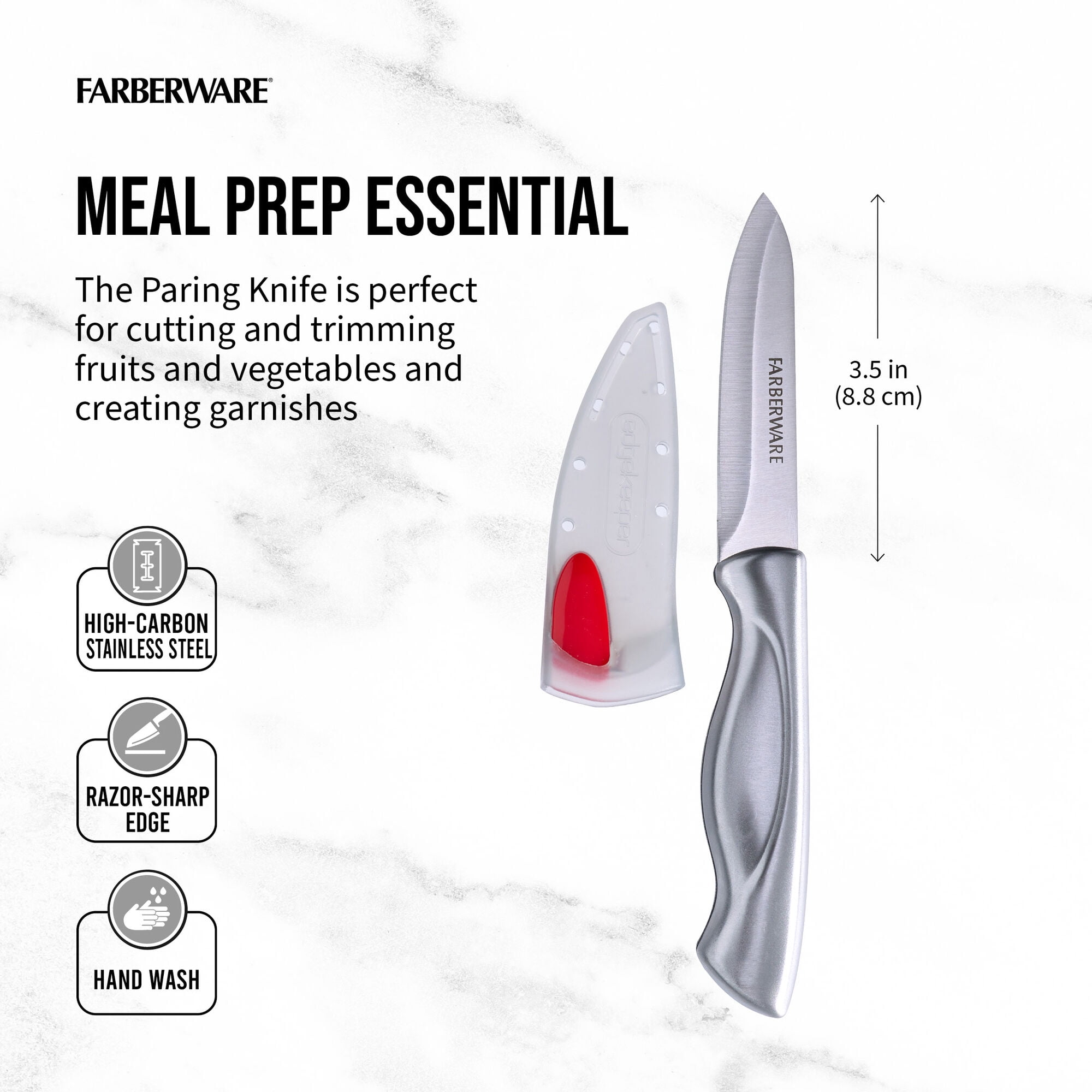Farberware Edgekeeper Classic 3.5-inch Stainless Steel Paring Knife with Self-Sharpening Sleeve
