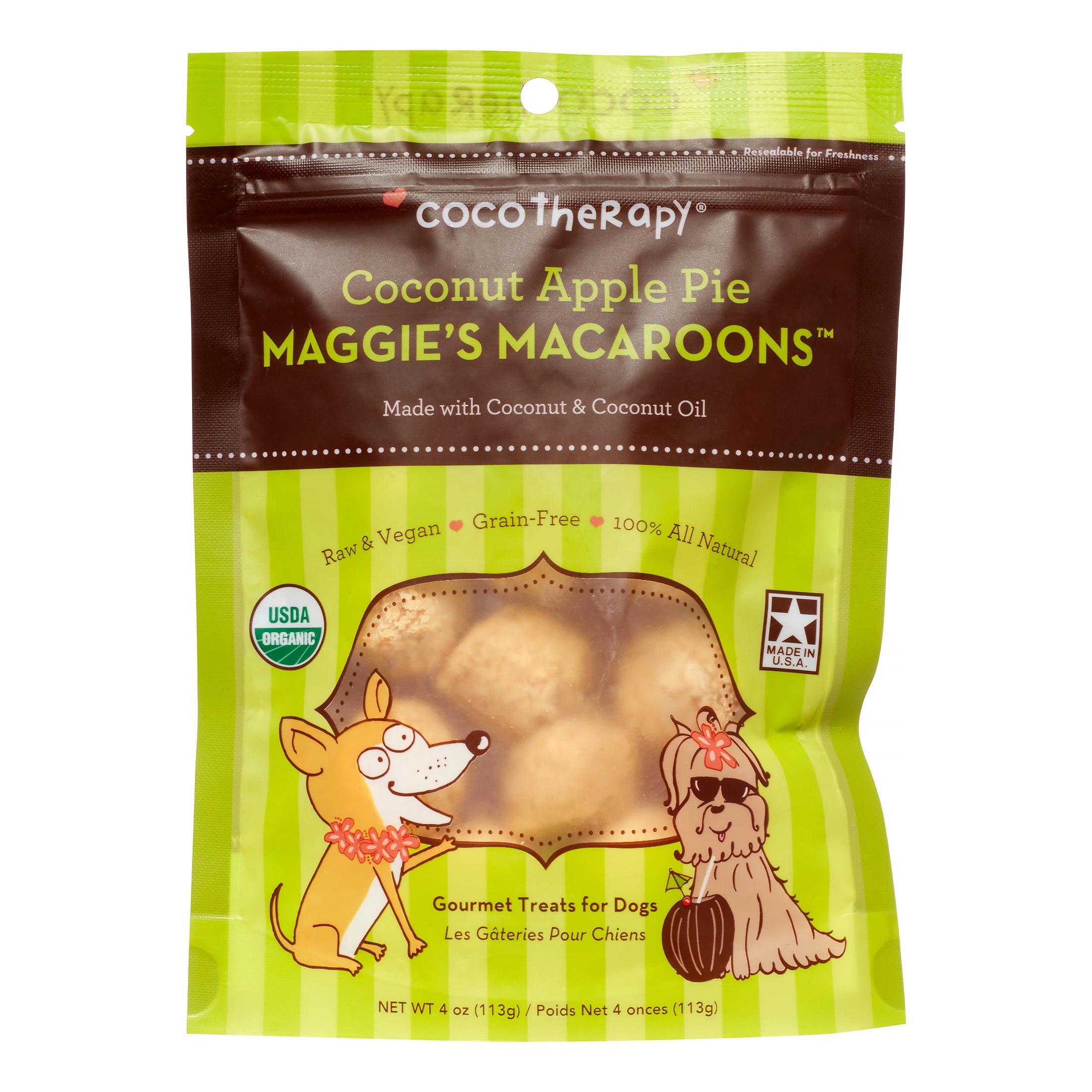 Coco Therapy Five Star Maggie's Macaroons Coconut Apple Pie Dog Treats, 4 Oz by Oscar Newman LLC