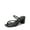 BLACK, variant on Women's Strappy Heels Open Toe Low Chunky Heel Slip On Mules Square Block Sandals Dress Shoes