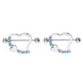 thumbnail image 2 of 1 Par de material acero Inoxidable Barbell de Calibre 16 Inclinado Corazones s de Pezón Pavimentados de Cristal Joyería Corpora - Azul Hugo Anillo de pezón de acero inoxidable, 2 of 8