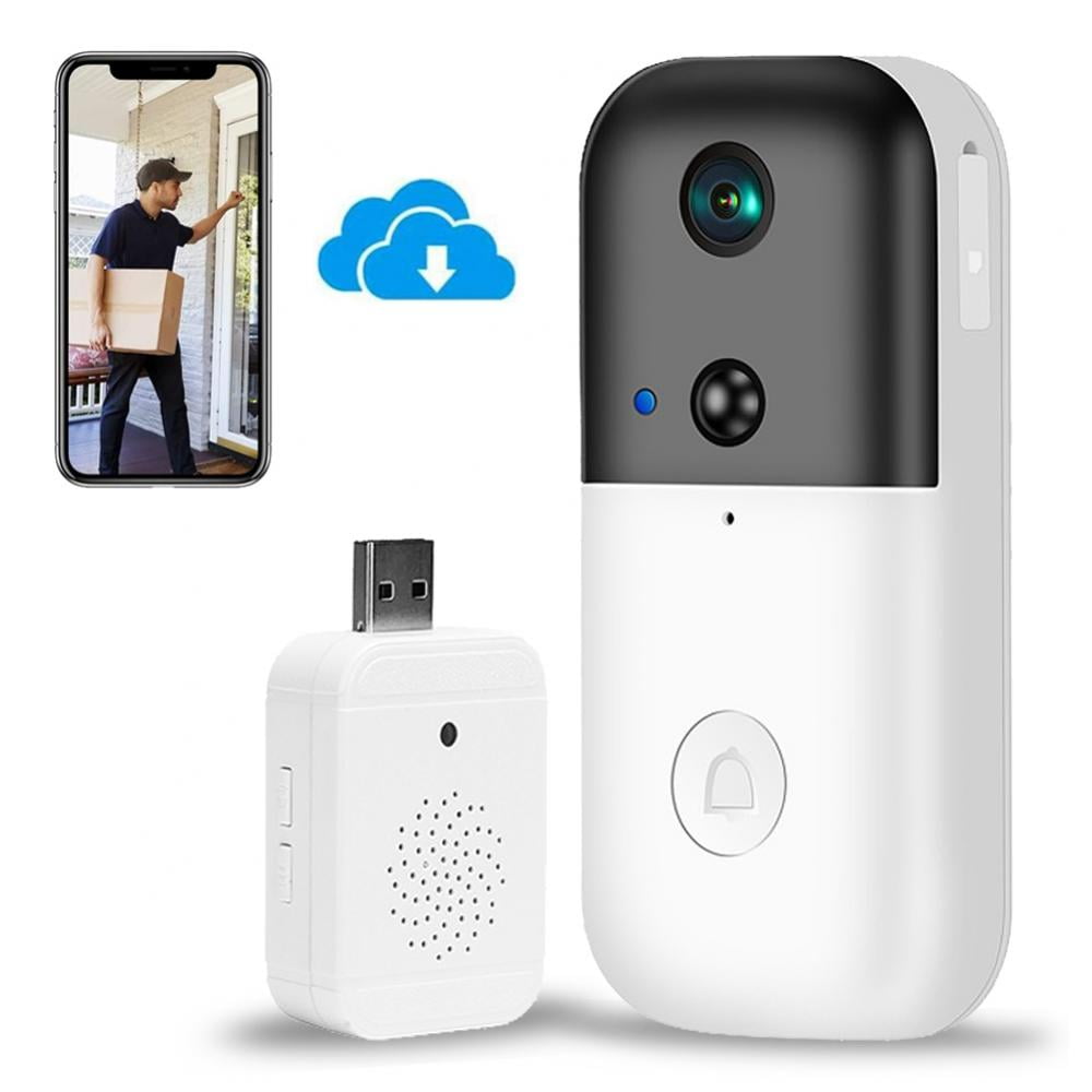 Wireless Wi-Fi Smart Video Doorbell Security Camera with Motion Detection Free Cloud Storage Weather Resistant Night Vision 1080P Smart Video Doorbell Camera with Chime 2-Way Audio