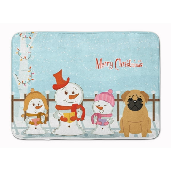 Carolines Treasures BB2338RUG Merry Christmas Carolers Pug Brown Machine Washable Memory Foam Mat 19Hx27W multicolor