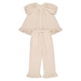 thumbnail image 4 of IWRICH Pajama Set for Women 2 Piece Plaid Short Sleeve Pjs Cute Ruffle Sleepwear Pajamas Loungewear Khaki XL, 4 of 4