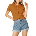 thumbnail image 6 of INSPIRE CHIC Women's Vintage Sweet Doll Collar Button Down Soft Shirt L Burnt Orange, 6 of 8