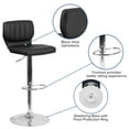 thumbnail image 5 of Flash Furniture Jeremy Contemporary Black Vinyl Adjustable Height Barstool with Vertical Stitch Back and Chrome Base, 5 of 12