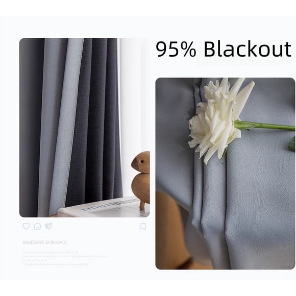 Cortinas para ventana de sala de estar de 310cm de altura, cortinas opacas para dormitorio, cortina oscura, tratamiento de ventana con aislamiento térmico, 90-95%