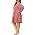 thumbnail image 4 of Agnes Orinda Women's Plus Size Dress Peter Pan Collar Long Sleeve Fall Winter Midi A-line Dresses 4X Pink, 4 of 7