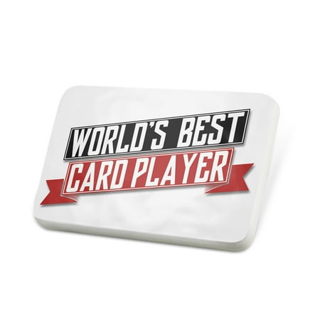 Porcelein Pin Worlds Best Card Player Lapel Badge –