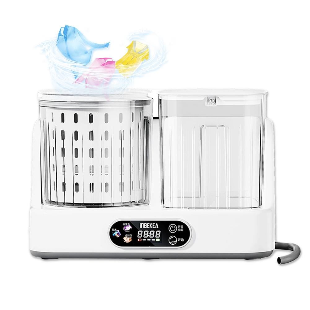 Portable Washing Machine, 101.4 Fl Oz Capacity Compact Dual-Bin Washer, Dorm Rooms Rvs and Small Apartments, Nan, White