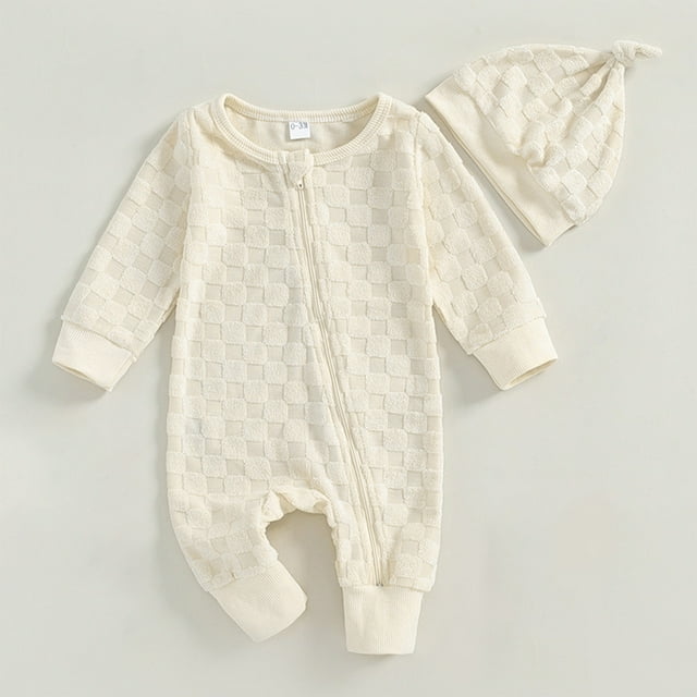 Amzcrzy Children Hat Jumpsuit Babies Hat Bodysuit Solid Home Furnishing Zipper Romper Baby Girl Clothes Baby Girl Newborn Essentials Newborn Girl Clothes Baby Girl Onesies Infant Girl Clothes