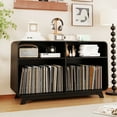 thumbnail image 5 of Record Player Stand with Charging Station USB Ports with Vinyl Storage Cabinet Holds Up to 350 Albums Modern Living Room Table, 5 of 8