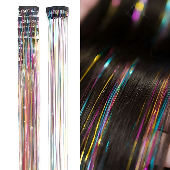 ACDANC 6 Pcs Hair Tinsel Clip, Highlights Glitter Hair Extensions Hair Accessories for Women Girls Party, Festivals 19.6 Inch
