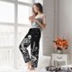 thumbnail image 5 of Fotbe Vintage Black white Plant skull Pantalones de Pijama para Mujer, Pantalones de Dormir, Pantalones Pj con Cordón y Bolsillos-Small, 5 of 6