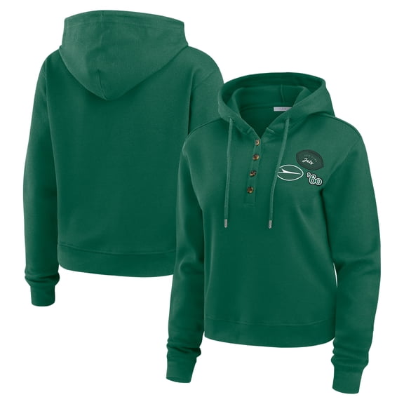 Women's WEAR by Erin Andrews Green New York Jets Waffle Hoodie Pullover Top