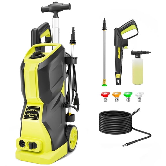 5000PSI Heavy Electric Pressure Washer 2.6GPM Power Washer with 25ft Hose 16.4ft Cable High Pressure Cleaning Machine for Car, Floor, Garage, Cleaning