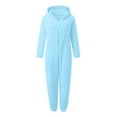 thumbnail image 4 of Rotm Adult Onesie Pjs for Women Women Onesies Fluffy Fleece Jumpsuits Sleepwear Plus Size Hood Sets Pajamas for Adult Winter Warm Pajamas Homewear Christmas Pajamas Sky Blue,S, 4 of 5