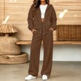 thumbnail image 2 of Szluipve 2 Piece Sets for Women Full Zip‑Up Hoodie 2 Piece Tracksuit Set Drawstring Zip Hooded Jacket & Elastic Waist Wide Leg Pants Casual Loungewear Outfit with Side Pockets Brown L, 2 of 6