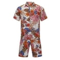 thumbnail image 4 of Summer Savings Clearance! Edvintorg Summer Men Hawaiian Sets Printing Short Sleeve Button Shirt Beach Shorts Two Set Streetwear Casual Holiday Men's 2 Piece Suit, 4 of 7