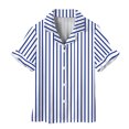thumbnail image 6 of OGLCCG Girls 3 Piece Pajama Sets Button Down Short Sleeve Top Shorts & Long Pants Striped Sleepwear Lounge Sets Nighty For Teens 5-14 Years, 6 of 8