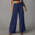 thumbnail image 2 of XFLWAM Womens Wide Leg Cargo Pants Elastic High Waist Stretch Suit Pants Baggy Casual Loose Fit Business Work Trousers with Pockets, 2 of 8